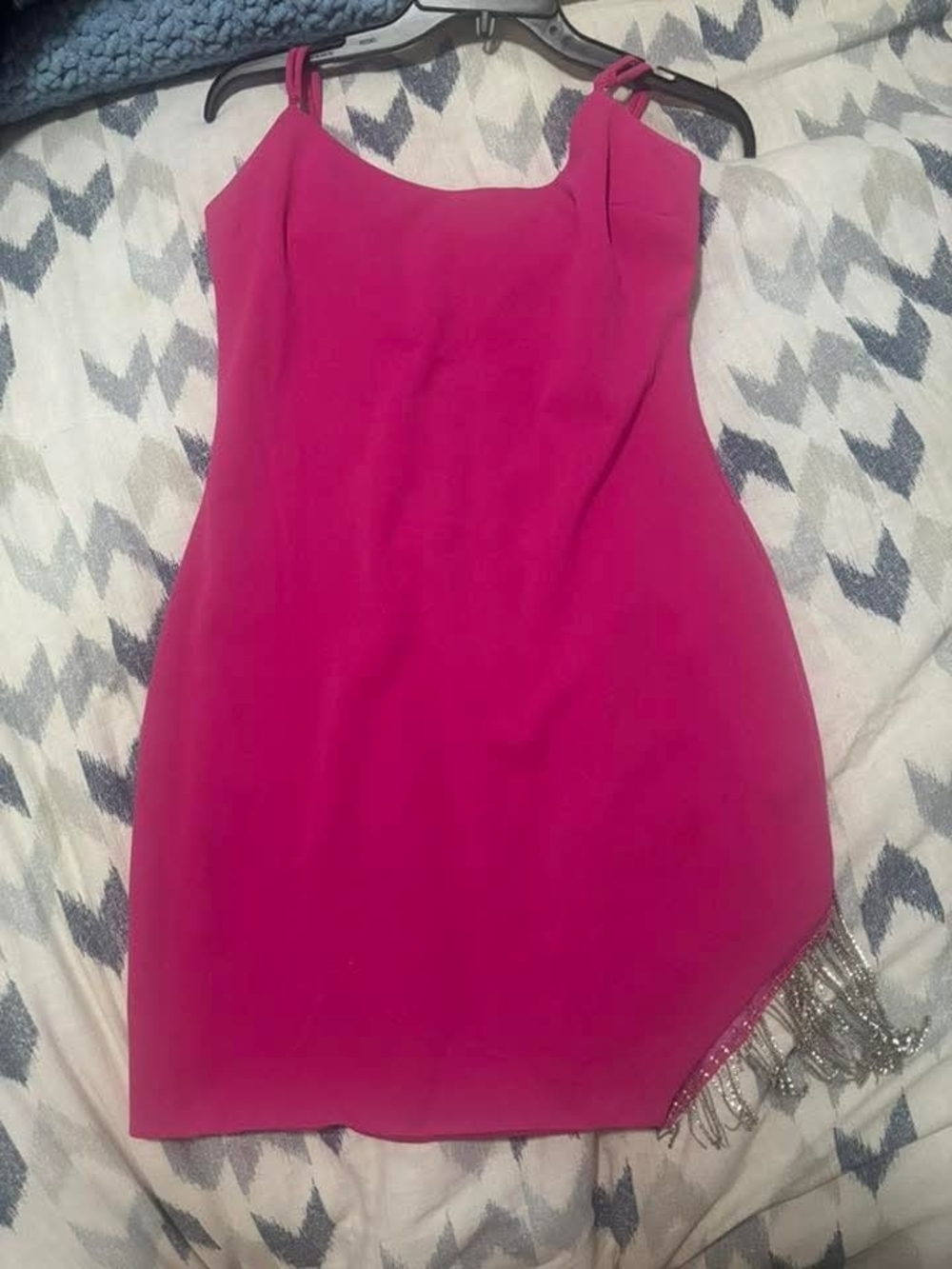 Fuchsia Sleeveless Maxi Dress with Beaded Fringe